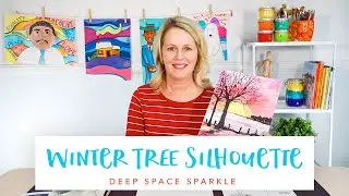 Winter Tree Silhouette using Pan Watercolors