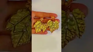 Polymer clay earrings. Vintage style earrings Grape leaves from polymer clay. #Shorts