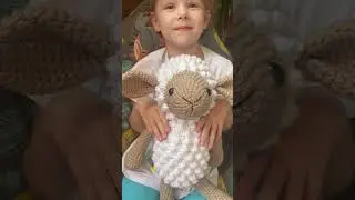 Big 18'' lamb doll, stuffed soft crochet sheep toy, farm nursery decor, handmade newborn baby gift