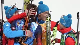 БИАТЛОН Эстафета 4х7,5 км, мужчины Россия золото 22,02,2014