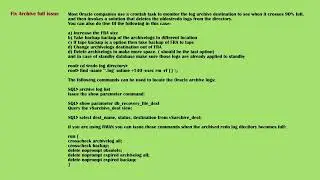 Oracle DBA Dataguard. How to Fix Archive full issue