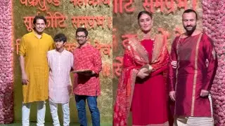 Amir Khan With Family & Saif Ali Khan Kareena kapoor Khan At  Ambani house for Ganpati Darshan