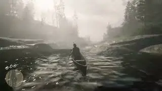 Arthur creeking down Beartooth Beck in RDR2