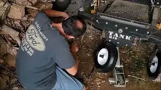 Installing Solid Flat Free tires on  Cub M-48 zero turn mower.