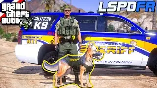 GTA V - LSPDFR มาเป็นตำรวจในเกม GTA V นายอำเภอตั้ม หมาวิ่งไล่กัดคนร้าย หน่วย K9 