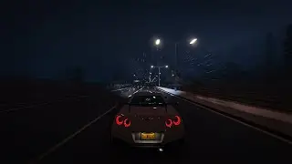 Driving in the snowy night with soothing melodies
