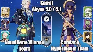 C0 Neuvillette Xilonen Team and C6 Candace Hyperbloom SPIRAL ABYSS 5.0 / 5.1 - Genshin impact