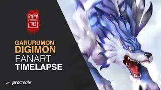 Garurumon Digimon Fanart : Time-Lapse