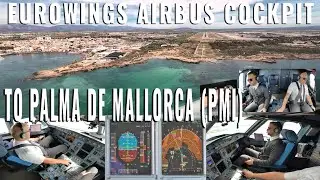 PALMA DE MALLORCA  🇪🇸 (PMI) AIRBUS A320 COCKPIT FULL SIGHTSEEING APPROACH TO RUNWAY 06L