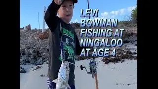 4 year old Levi Bowman fishing at Ningaloo 2019