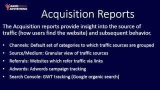 Acquisition Overview Lesson - Google Analytics