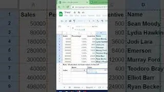 using Index and Match Function in Google sheet