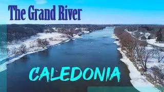 Flying over Caledonia's Grand River in Winter