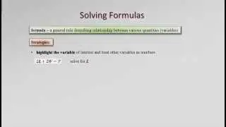 2.2 Solving Formulas
