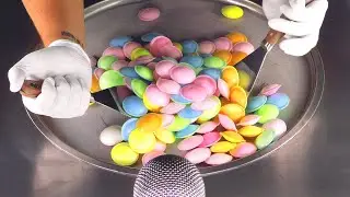ASMR - crushing colorful Candy to Ice Cream Rolls | oddly satisfying Food - crackling & scratching