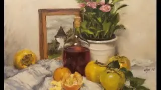 Still life. Хурма. Масляная живопись. Oil painting.