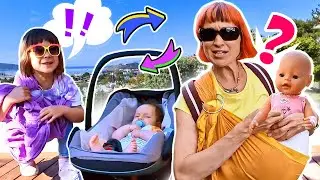 Dov'è il mio bimbo? La bambina Bianca va al parco giochi per bambini. Video con bambole per bambini