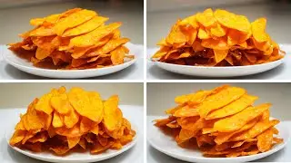 Crunchy & Easy Sweet Potato Chips, Homemade Sweet Potato Chips making, the Relaxing sound of cooking