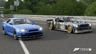 Forza 7 Drag race: Nissan Skyline GTR R34 (Maxed out) vs Ford Hoonicorn Mustang V2