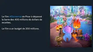 Le film #Elemental de Pixar à dépassé la barre des 400 millions de dollars de recettes.