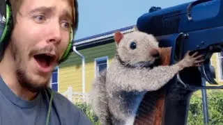 Squirrel with a "WEAPON" gun