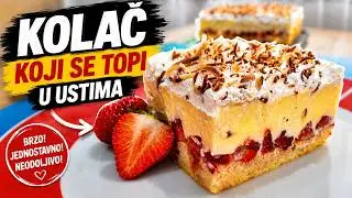 Brzi osvežavajući kolač sa JAGODAMA 🍓 | Mera na kašiku!
