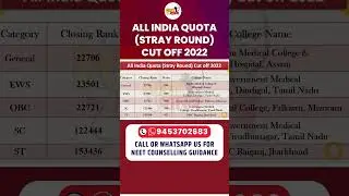 NEET 2022 AIQ Stray Round Category Wise Cutoff | AIQ Expected Cutoff 2023 
