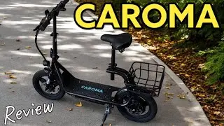 CAROMA P2 Electric Scooter Review!  A Scooter With A Seat & 20MPH!?