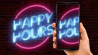 Happy Hours Neon Effect Animation Video  |  Royalty Free