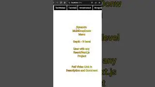 React/Next.js : Dynamic Multi DropDown Menu. Plug and Play Component. #ytshorts #reactjs #nextjs