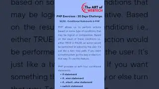 30/30 : Conditional statements in PHP #php #if #else #switch