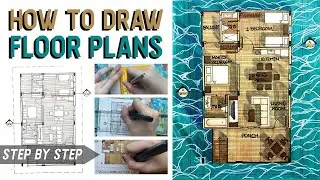 How to Draw an Architectural Floor plan | Speed drawing + Render | TOUCH FIVE/ TEN Alcohol markers