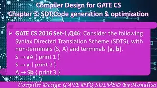 GATE CS 2016 Set-1,Q46: Consider the following Syntax Directed Translation Scheme (SDTS), with