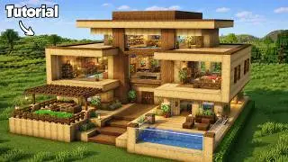 Minecraft: How to Build a Survival Wooden House Tutorial (Easy) #3 - Interior in Description!