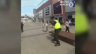Footage shows pair of brothers slashing at police in terrifying knife rampage at shopping centre