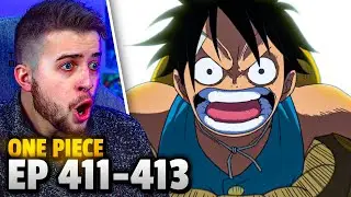 LUFFY USES CONQUERORS HAKI FOR THE FIRST TIME!! One Piece Episode 411, 412 & 413 REACTION + REVIEW