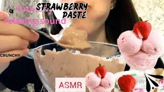 Crunchy strawberrie's fruits chunks with creamy nut paste  #eatingshow #asmr #mukbang