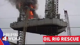 Nine oil rig workers rescued from burning platform; Port Arthur rig Fire