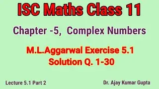ISC Maths Class 11 | Complex Numbers | Solution ML Aggarwal Ex 5.1 Q 1-30 | Chapter 5 |