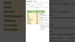How to Use RANK Function in Google Sheets | Rank Function: Google Sheets Tutorial #shorts