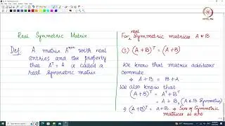 Lec 52 Real Symmetric matrix and properties