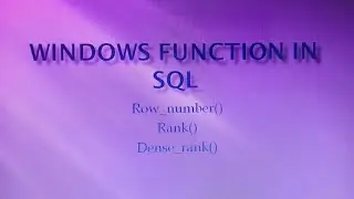 SQL WINDOWS FUNCTION IN TAMIL