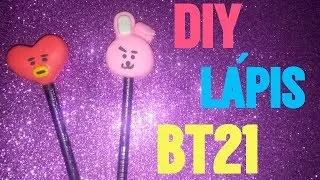 ♡ Diy material escolar - Como fazer lápis do BT21 - DIY KPOP ♡