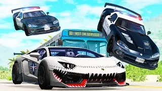 Beamng drive - Police Chases vs Sports Cars crashes #12