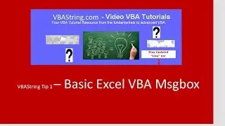 VBAString Tip 1: Basic Excel VBA Msgbox