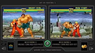 Art of Fighting 3 (Arcade vs Neo Geo CD) Side by Side Comparison (2 Longplay)