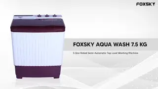 FOXSKY 7.5 kg Semi Automatic Top Load Washing Machine White, Maroon
