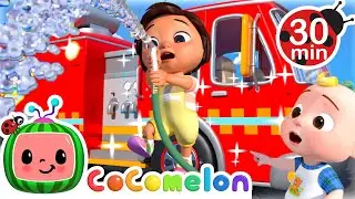 Wash the Fire Truck Together! Water Hose Splash | Cocomelon and Little Angel Nursery Rhymes