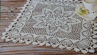 Openwork square napkin with a crochet hook. Part one. Pattern.