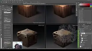 DPaint 5-5 Metal Cube + Screw shadows, +White rust, +Dots, + overall texture, merge for dodge/burn